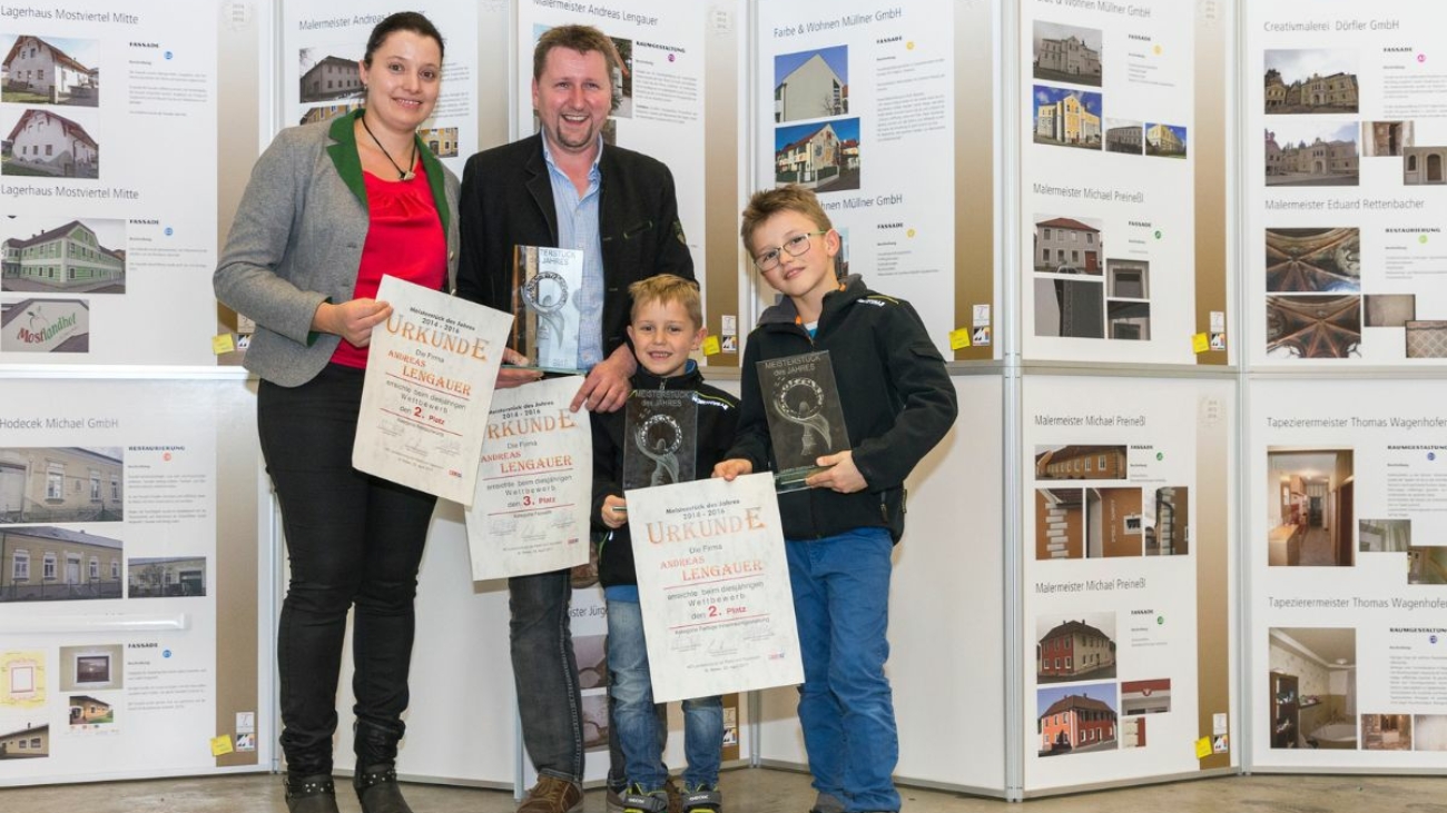 Malermeister Andreas Lengauer und seine Familie räumten beim Meisterstück-Wettbewerb im Jahr 2017 kräftig ab.